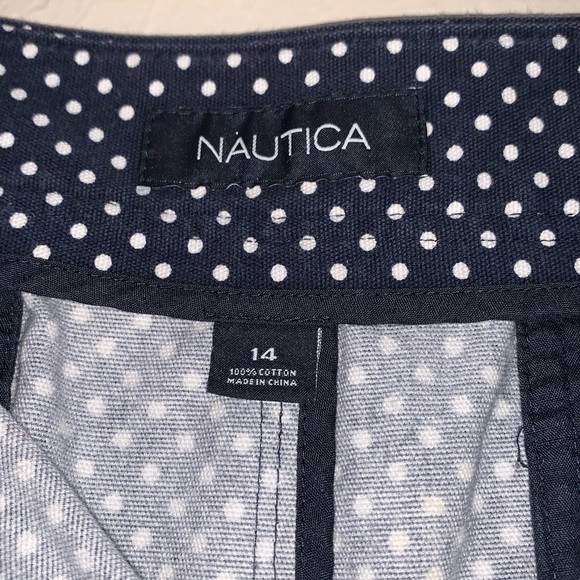 Nautica Skirts Nautica Navy Blue And White Polka Dot Mini Skirt
